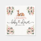 Rosa Blumenwasserfarbe Hirschdusche Serviette (Vorderseite)