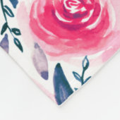 Rosa Blumenwatercolor-Rosen-Muster Fleecedecke (Ecke)