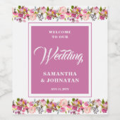 Rosa Blumenwein Weinetikett (Einzelnes Label)