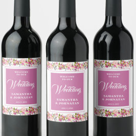 Rosa Blumenwein Weinetikett