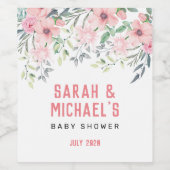 Rosa Blumenweinetikett, Geburtsgeschenk Weinetikett (Einzelnes Label)