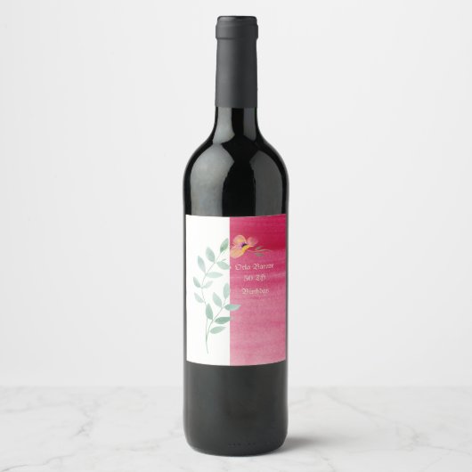 Rosa Blumenweinetiketten Weinetikett (Vorderseite)