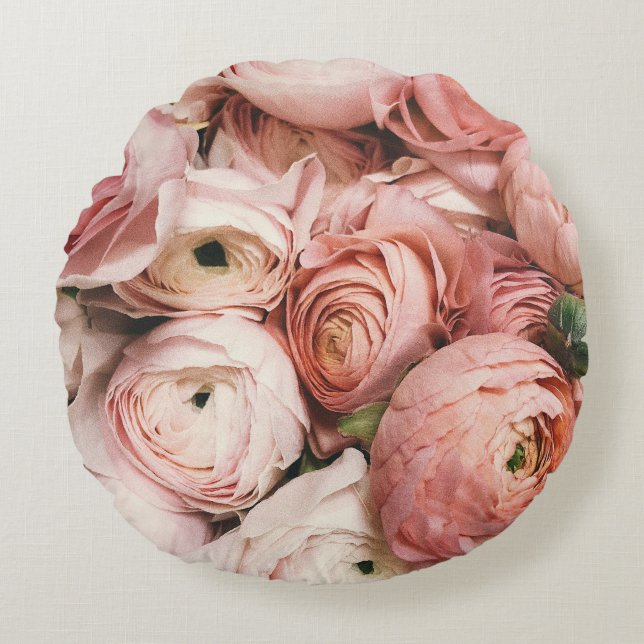 Rosa Blumenwirbel Kissen (Vorderseite)