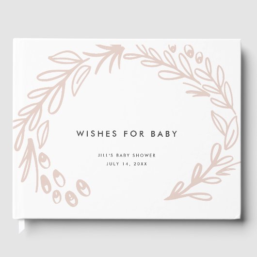 Rosa Blumenwünsche für Baby Gästebuch (Vorderseite)