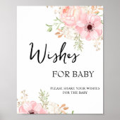 Rosa Blumenwünsche zum Baby-Zeichen Poster (Vorne)