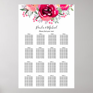 Rosa Blumenzange 16 Tischkarten Poster
