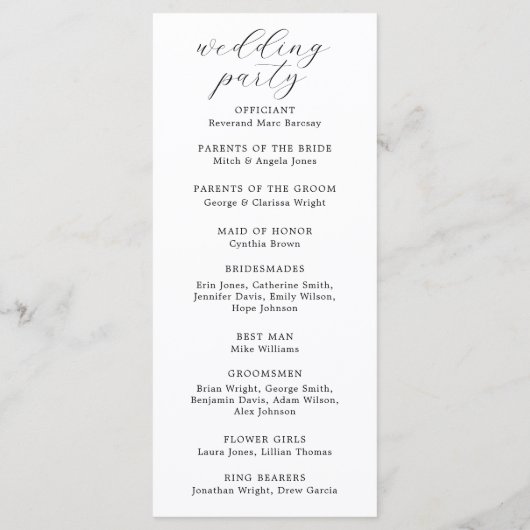 Rosa Blumenzeremonie Programm (Rückseite)