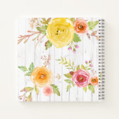 Rosa Blumenzettel Aquarellbuch rustikaler Name Notizblock (Rückseite)