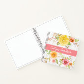 Rosa Blumenzettel Aquarellbuch rustikaler Name Notizblock (Innenseite)