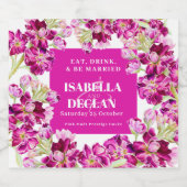 Rosa Blumenzucht Blume Aquarell Hochzeit Schaumweinetikett (Einzelnes Label)