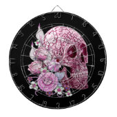 Rosa Blumenzuckerstoff Skull Rosa Blume Dartscheibe (vorne)