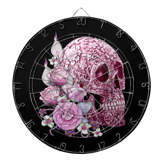Rosa Blumenzuckerstoff Skull Rosa Blume Dartscheibe (vorne)