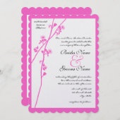 Rosa Blumenzweig Wilde Blume Hochzeit Einladung (Vorne/Hinten)