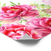 Rosa Blumenzwiebeln Blätter Weiße Geburtstagsparty Poster (Ecke)