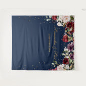 Rosa blumige Hochzeit der Navy Wandteppich (Vorderseite (Horizontal))