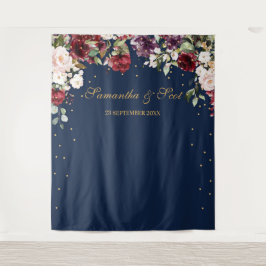 Rosa blumige Hochzeit der Navy Wandteppich