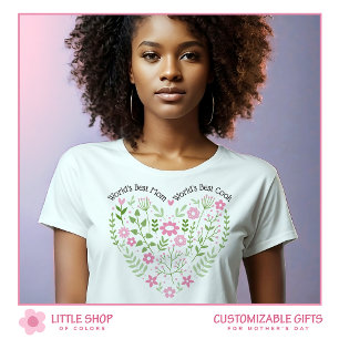 Rosa Blumiges Herz Beste Mama der Welt T-Shirt