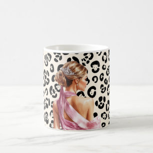 Rosa Blusen Kleid Blond Frau Kaffeetasse