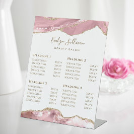 Rosa Blush Agate Beauty Salon Preisliste Sockelschild