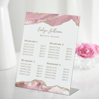 Rosa Blush Agate Beauty Salon Preisliste Sockelschild