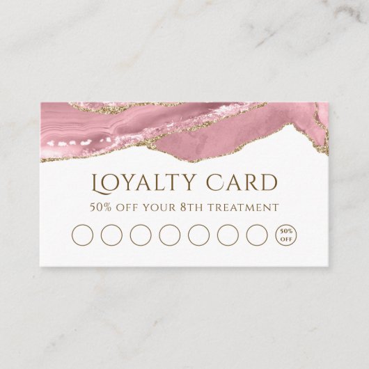 Rosa Blush Agate Loyalty Card Visitenkarte (Vorderseite)
