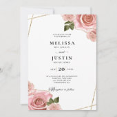 Rosa Blush and Gold Rose Glitzer Wedding Einladung (Vorderseite)
