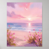 Rosa Blush Beach Sunset Pastellfarben Poster (Vorne)
