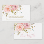 Rosa Blush Bloral Baby Showbügel Raffle Headband Begleitkarte (Vorne/Hinten)