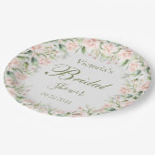 Rosa Blush Bloral Elegantes Brautparty Pappteller (Schrägansicht)