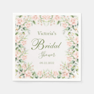 Rosa Blush Bloral Elegantes Brautparty Serviette
