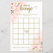 Rosa Blush Bloral Gold Brautparty Bingo Flyer (Vorne)