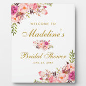 Rosa Blush Bloral Gold Brautparty Willkommen Fotoplatte (Vorderseite)