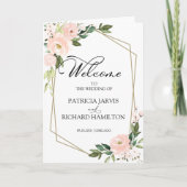 Rosa Blush Bloral Hochzeitsfeier Programm (Vorderseite)