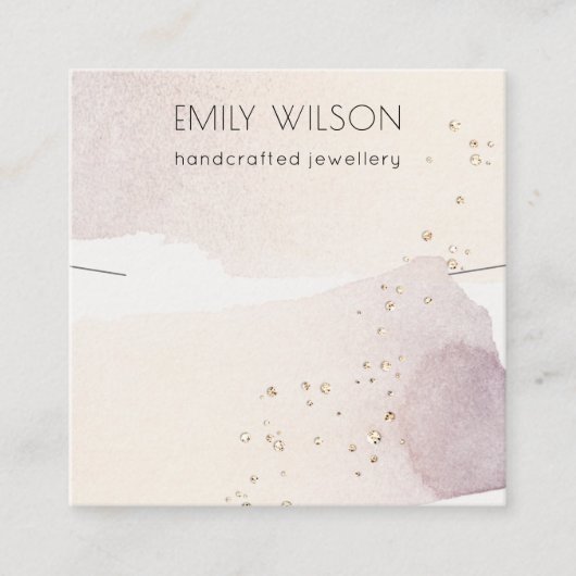 Rosa Blush Blue Bell Bläschen Blumenstanze Nekklam Quadratische Visitenkarte (Vorderseite)
