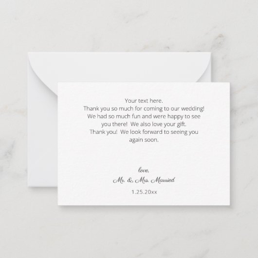 Rosa Blush Blues Blues - Schwarz-weißer kleiner Da Mitteilungskarte (Rückseite)