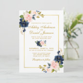 Rosa Blush Blues Elegantes Hochzeitsalbum Einladung (Stehend Vorderseite)