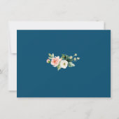 Rosa Blush Blume Gold Frame Navy Blue Wedding Save The Date (Rückseite)