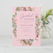 Rosa Blush Blumendusche Einladung (Stehend Vorderseite)