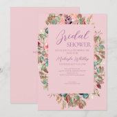 Rosa Blush Blumendusche Einladung (Vorne/Hinten)