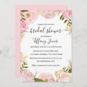 Rosa Blush Blumendusche Einladung (Vorne/Hinten)