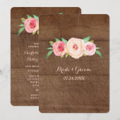 Rosa Blush Blumenholz Einladungen (Vorne/Hinten)