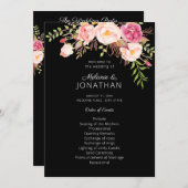 Rosa Blush Blumenzeremonie Programm Schwarz (Vorne/Hinten)