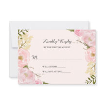 Rosa Blush Botanische Blumenhochzeit RSVP