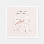 Rosa Blush Bow Brautparty Serviette (Vorderseite)