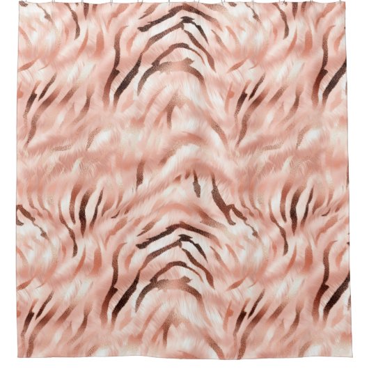 Rosa Blush Champagne Rose Zebra Duschvorhang (Vorderseite)