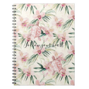 Rosa Blush-Creme-Streifen-Orchideen-Blumen-Meeres- Notizblock