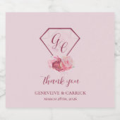 Rosa Blush & Crimson Red Wedding Schaumweinetikett (Einzelnes Label)