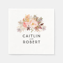 Rosa Blush Elegante Blumenhochzeit Serviette