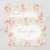 Rosa Blush Floral Elegant Hochzeit Vielen Dank Postkarte (Vorne/Hinten)