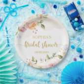 Rosa Blush Floral Gold Brautparty Pappteller (Party)